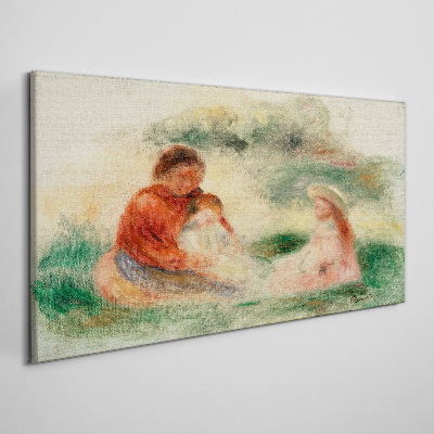 Canvas schilderij Familie in pastelkleuren