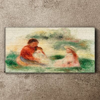 Canvas schilderij Familie in pastelkleuren