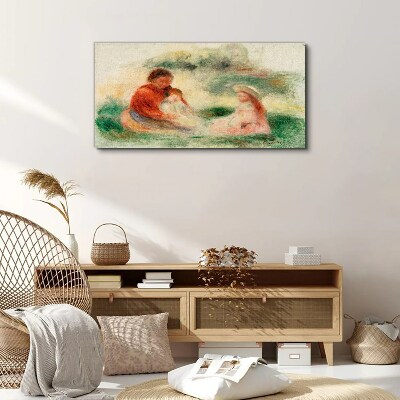 Canvas schilderij Familie in pastelkleuren