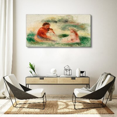 Canvas schilderij Familie in pastelkleuren