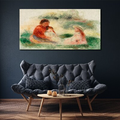 Canvas schilderij Familie in pastelkleuren