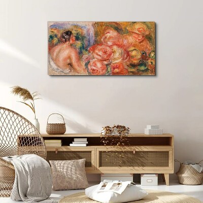 Schilderij op doek Bloemen en een vrouw