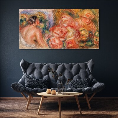 Schilderij op doek Bloemen en een vrouw