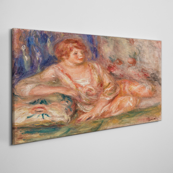 Schilderij op doek Een rustig moment met bloemen op de achtergrond