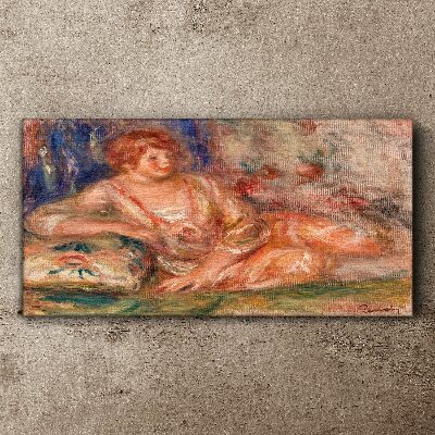 Schilderij op doek Een rustig moment met bloemen op de achtergrond