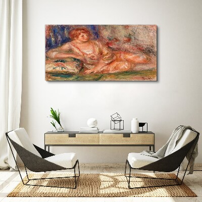 Schilderij op doek Een rustig moment met bloemen op de achtergrond