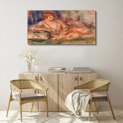 Schilderij op doek Een rustig moment met bloemen op de achtergrond