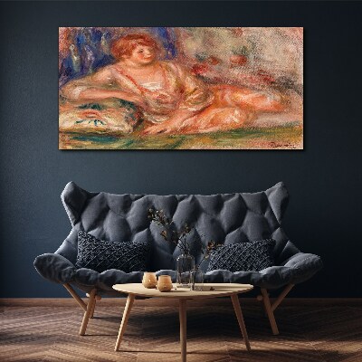 Schilderij op doek Een rustig moment met bloemen op de achtergrond