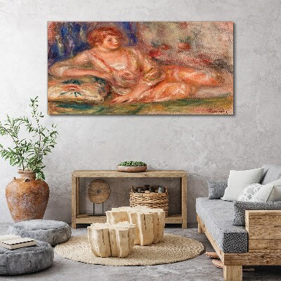 Schilderij op doek Een rustig moment met bloemen op de achtergrond