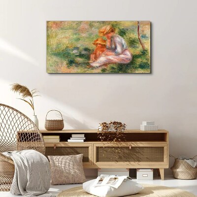 Schilderij op doek Moeder en dochter in de zomerzon