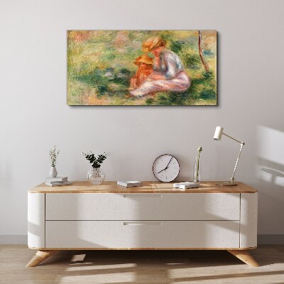 Schilderij op doek Moeder en dochter in de zomerzon