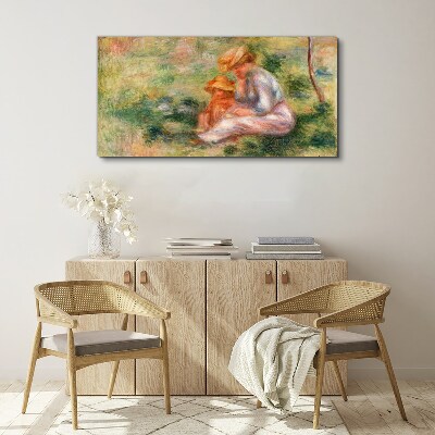 Schilderij op doek Moeder en dochter in de zomerzon