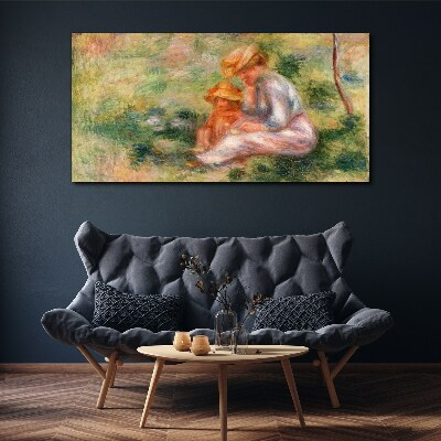 Schilderij op doek Moeder en dochter in de zomerzon