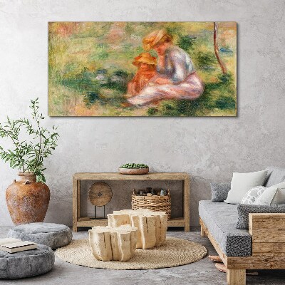 Schilderij op doek Moeder en dochter in de zomerzon