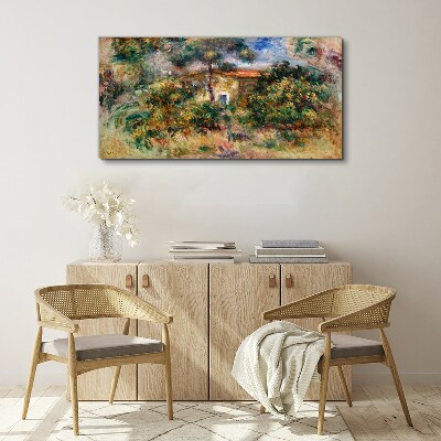 Foto op canvas Groen landschap met een huis