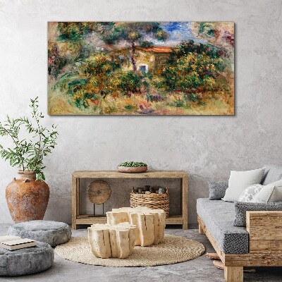 Foto op canvas Groen landschap met een huis