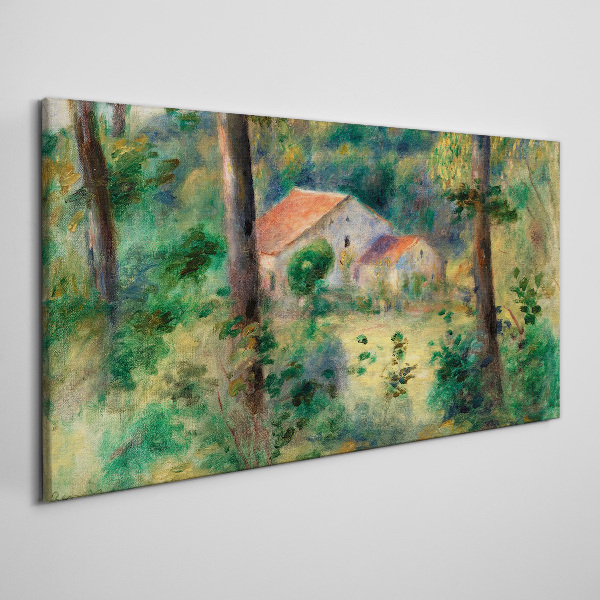 Foto op canvas Groen landschap met huizen