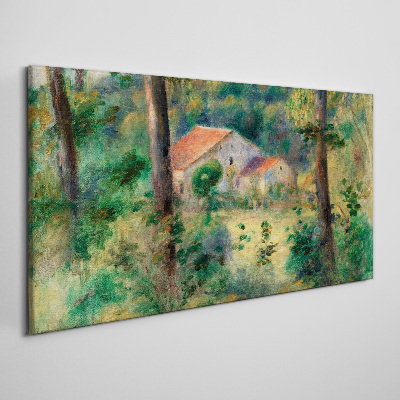 Foto op canvas Groen landschap met huizen