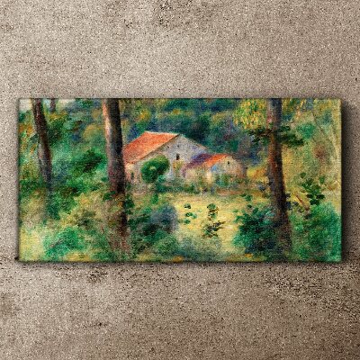 Foto op canvas Groen landschap met huizen