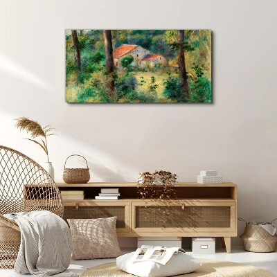 Foto op canvas Groen landschap met huizen