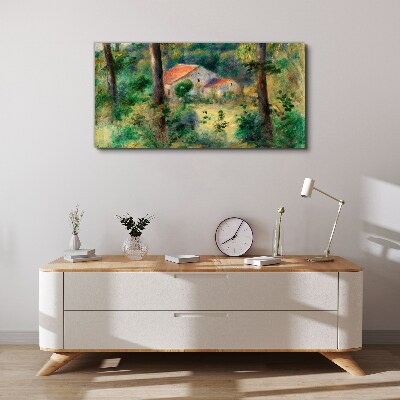Foto op canvas Groen landschap met huizen