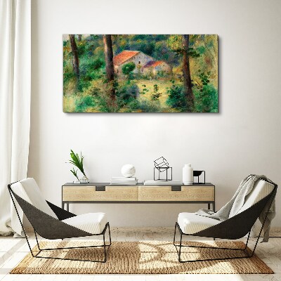 Foto op canvas Groen landschap met huizen