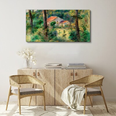 Foto op canvas Groen landschap met huizen