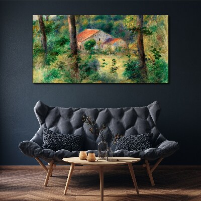 Foto op canvas Groen landschap met huizen