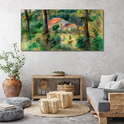 Foto op canvas Groen landschap met huizen