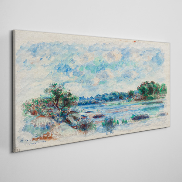 Canvas schilderij Een vredig landschap aan de rivier