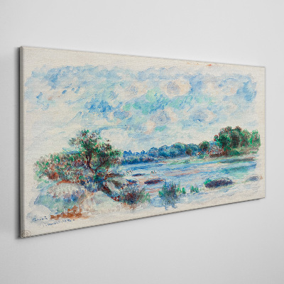 Canvas schilderij Een vredig landschap aan de rivier