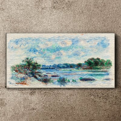 Canvas schilderij Een vredig landschap aan de rivier