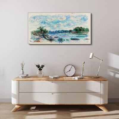 Canvas schilderij Een vredig landschap aan de rivier