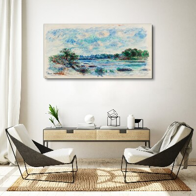 Canvas schilderij Een vredig landschap aan de rivier