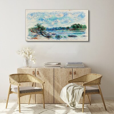 Canvas schilderij Een vredig landschap aan de rivier