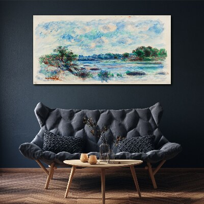 Canvas schilderij Een vredig landschap aan de rivier