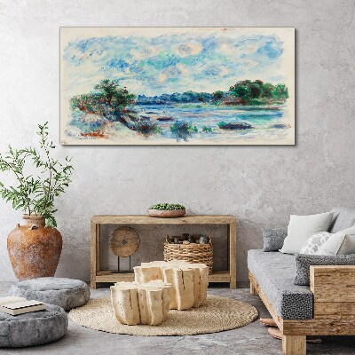 Canvas schilderij Een vredig landschap aan de rivier