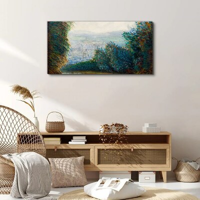 Schilderij op doek Groen landschap met mist