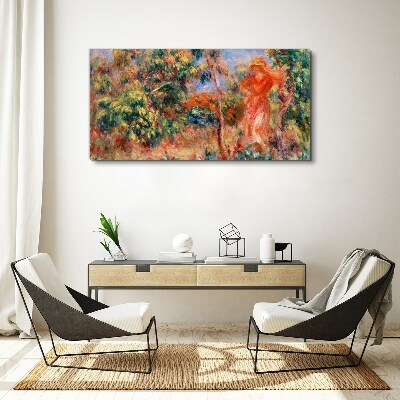 Schilderij op doek Vrouw in de tuin