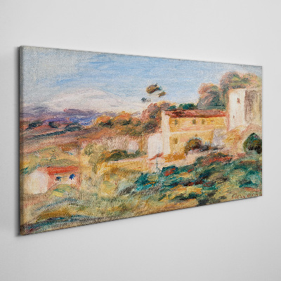 Canvas schilderij Landschap met landelijke gebouwen