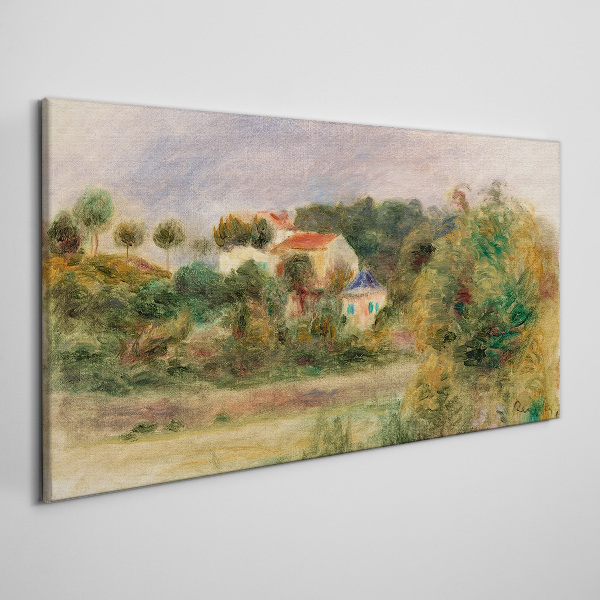 Canvas schilderij Een idyllisch landschap met een huis