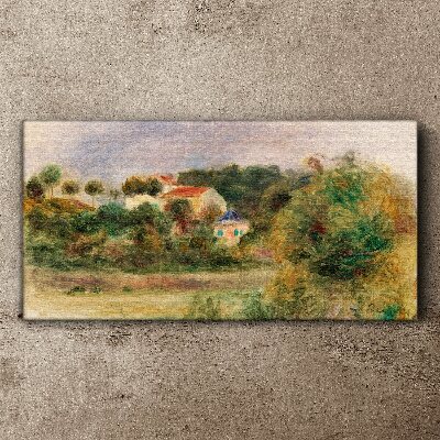 Canvas schilderij Een idyllisch landschap met een huis