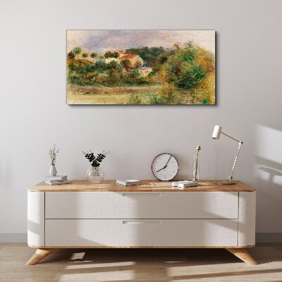 Canvas schilderij Een idyllisch landschap met een huis