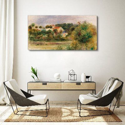 Canvas schilderij Een idyllisch landschap met een huis