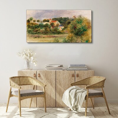 Canvas schilderij Een idyllisch landschap met een huis