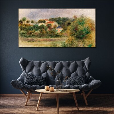 Canvas schilderij Een idyllisch landschap met een huis
