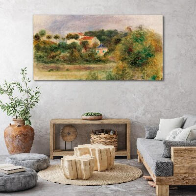 Canvas schilderij Een idyllisch landschap met een huis