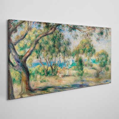 Schilderij op doek Zomerlandschap aan het water