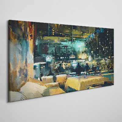 Foto op canvas Nachtelijke sfeer in het café