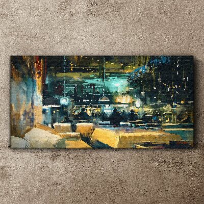 Foto op canvas Nachtelijke sfeer in het café